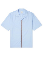 PAUL SMITH - Camp-Collar Stripe-Trimmed Cotton-Poplin Shirt - Blue - XS