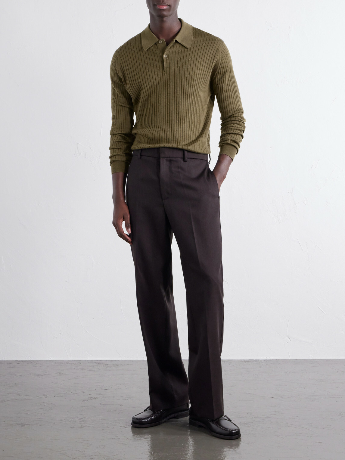 John Smedley - Hodson Ribbed Merino Wool Polo Shirt - Green