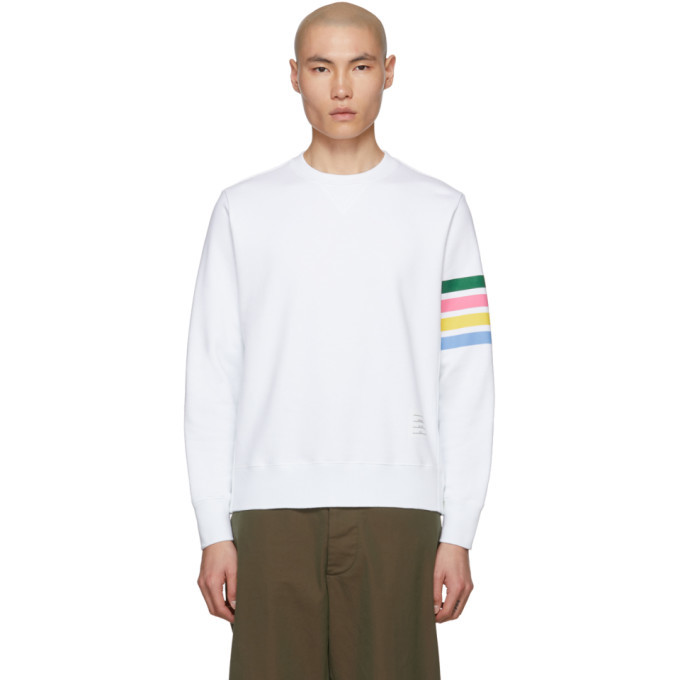 Photo: Thom Browne White Jersey 4-Bar Sweatshirt