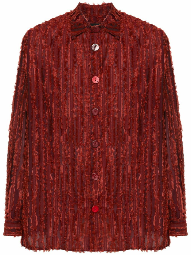 Photo: Labrum London Red Fringed Velvet Long-Sleeve Shirt