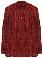 Labrum London Red Fringed Velvet Long-Sleeve Shirt