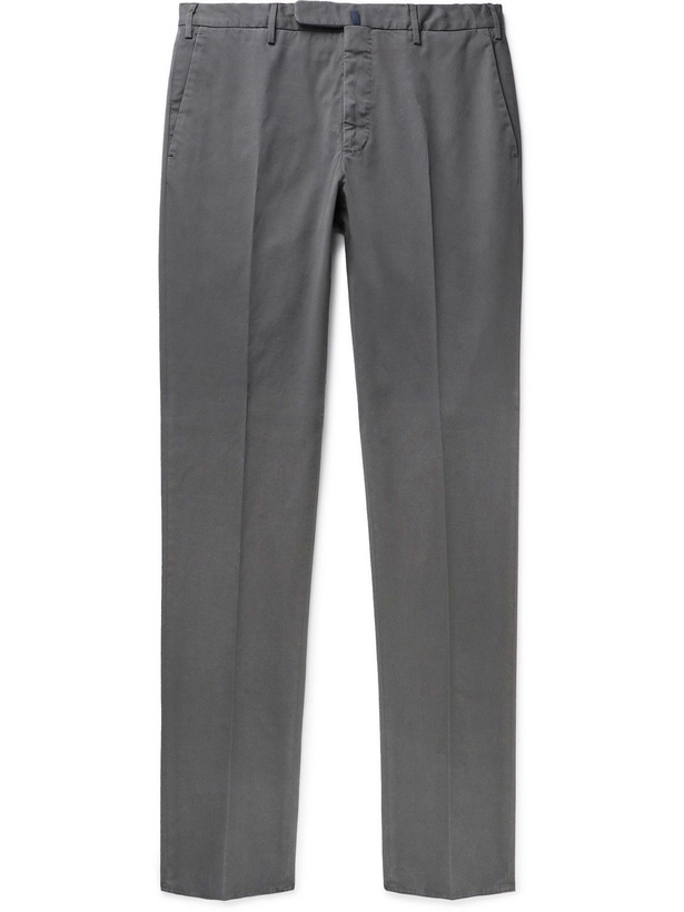 Photo: Incotex - Slim-Fit Stretch-Cotton Twill Trousers - Gray