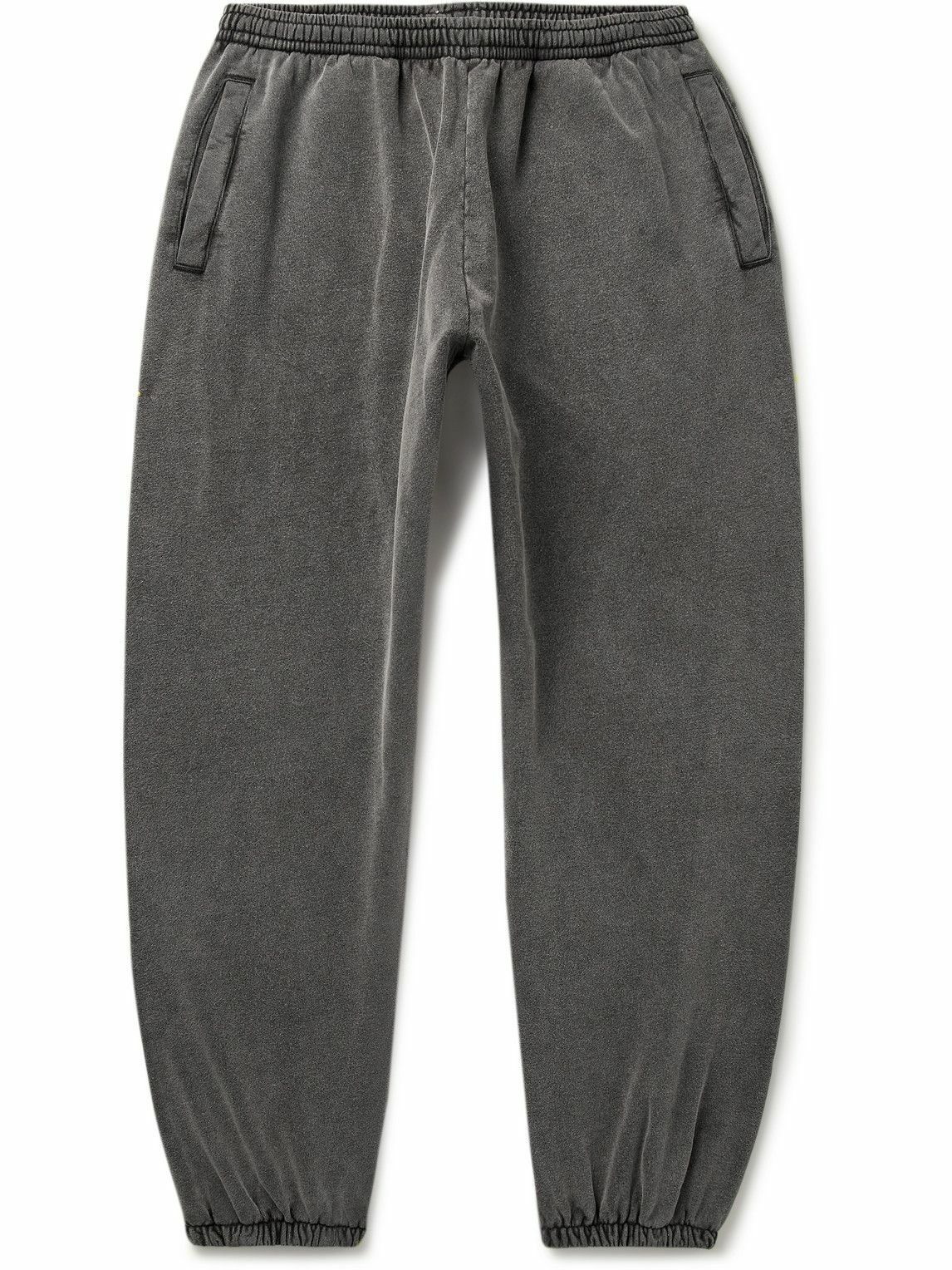 Photo: Acne Studios - Tapered Logo-Appliquéd Cotton-Jersey Sweatpants - Gray