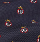 Gucci - 7.5cm Logo-Jacquard Silk Tie - Blue