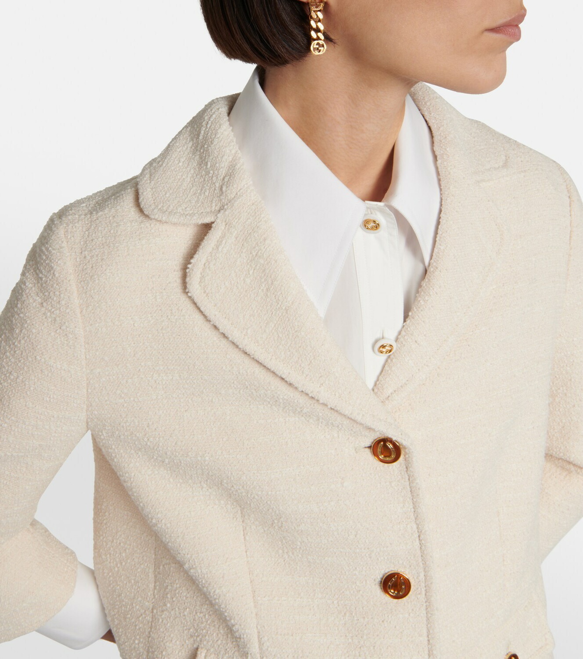ジャケット GUCCI SHORT JACKET IN BOUCLA WOOL GUCCI Cropped wool-blend bouclé jacket | NET-A-PORTER