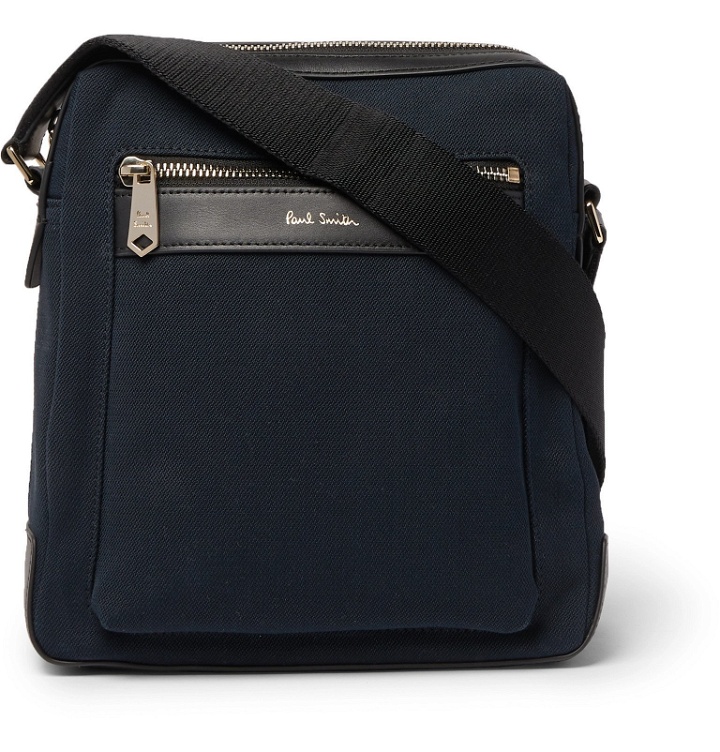 Photo: Paul Smith - Leather-Trimmed Canvas Messenger Bag - Blue