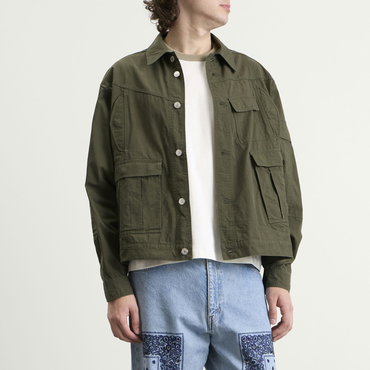 NOMARHYTHM TEXTILE Men's Nòma X Needles Rebuild Tracker Jacket in Olive