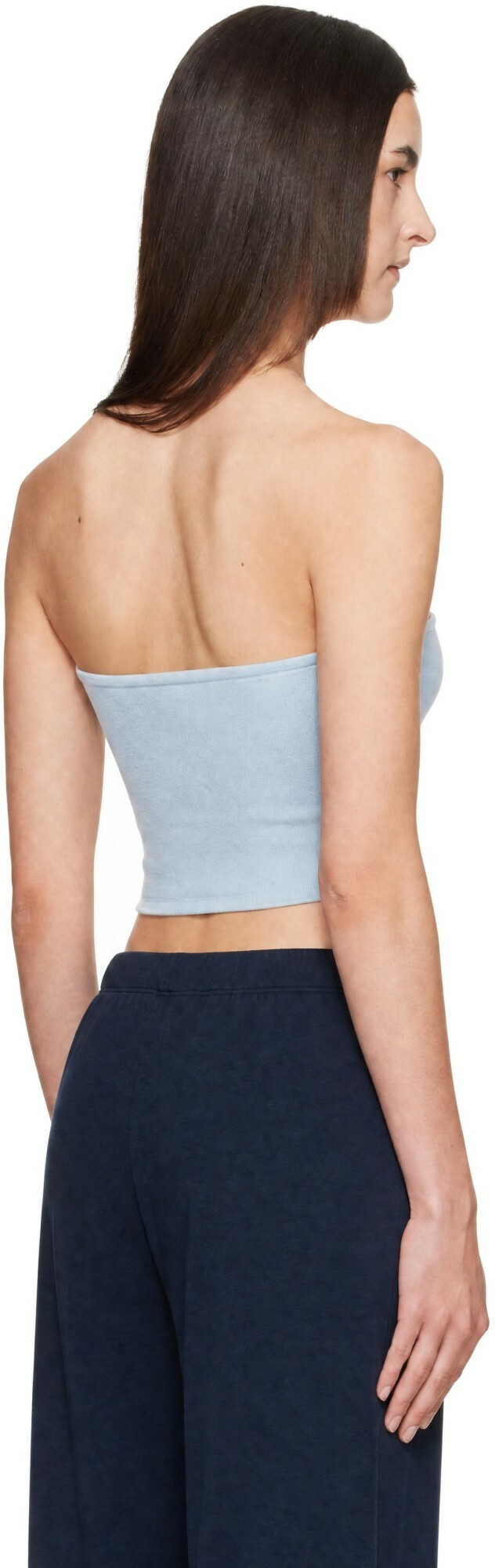 St. Agni Blue Wool Strapless Top