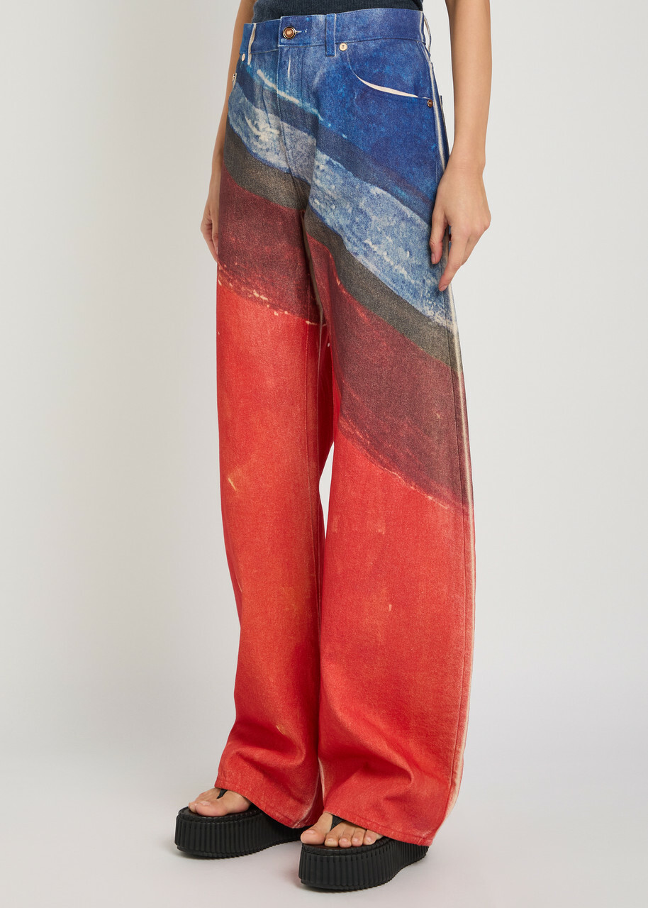 Gabriela Hearst Amoret Printed Barrel-leg Denim Jeans Red