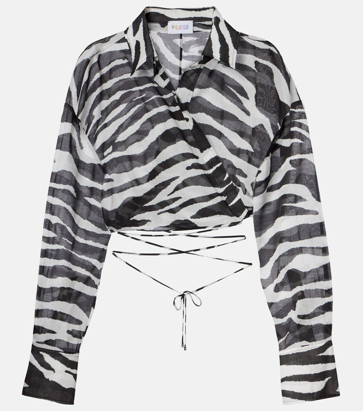 The Attico Zebra-print cotton muslin wrap top