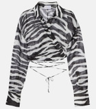 The Attico Zebra-print cotton muslin wrap top