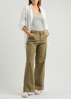 Frame Le Baggy Palazzo Cotton Trousers Sage