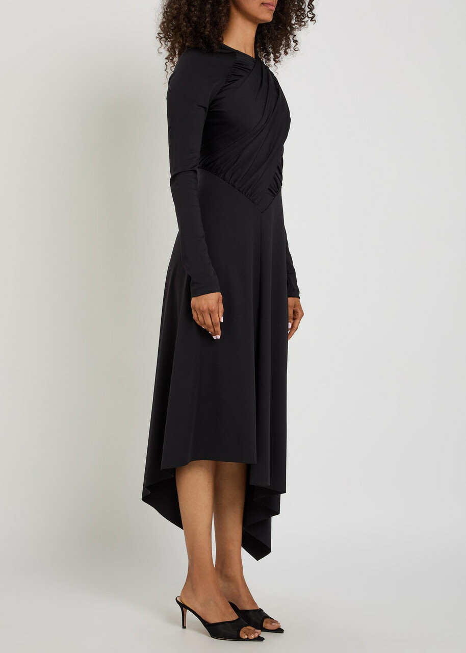 Victoria Beckham Draped Stretch-jersey Midi Dress Black