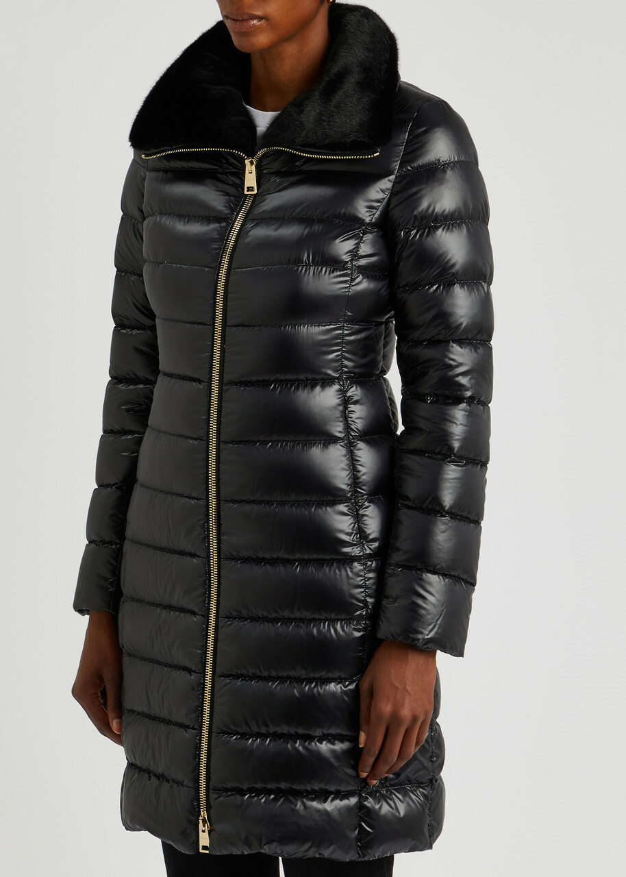 Herno Quilted Faux Fur-trimmed Shell Jacket Black Herno