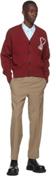 AMI Paris SSENSE Exclusive Burgundy Ami de Cœur Cardigan