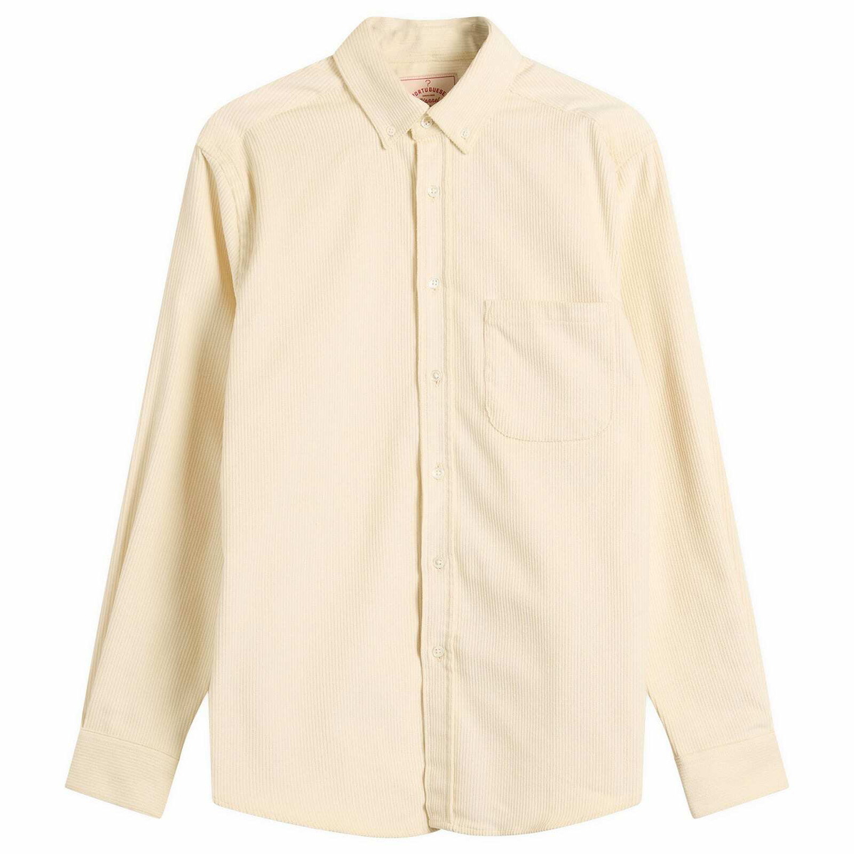 Portuguese Flannel Men's Lobo Button Down Corduroy Shirt in Ecru