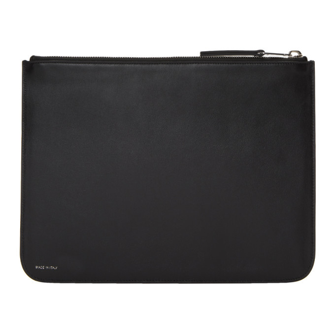 Neil Barrett Black Large Thunderbolt Zip Pouch