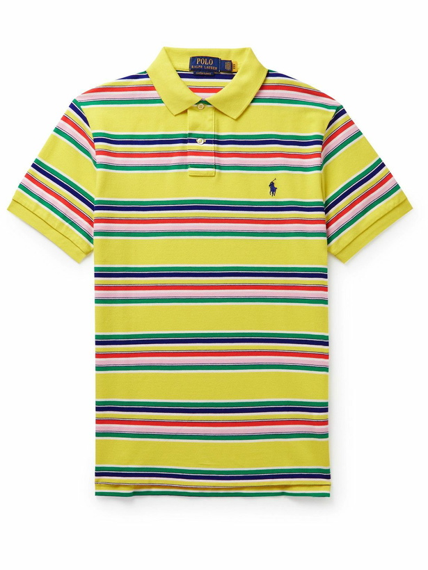 Photo: Polo Ralph Lauren - Slim-Fit Striped Cotton-Piqué Polo Shirt - Yellow