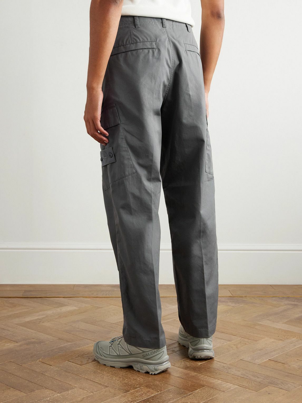Stone Island - Ghost Straight-Leg Logo-Appliquéd Cotton Cargo Trousers - Gray