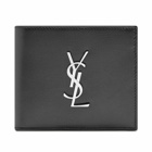 Saint Laurent Men's YSL Metal Logo East West Billfold Wallet in Black/Silver