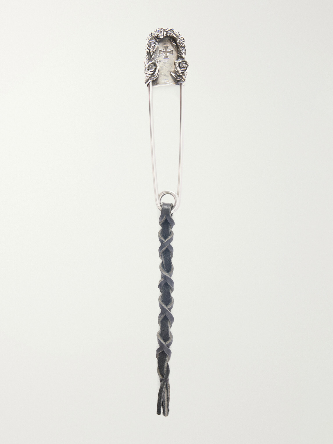 Enfants Riches Déprimés - Oversized Safety Pin Leather-Trimmed Sterling Silver Keyring