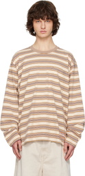 Solid Homme Brown & Off-White Striped Long Sleeve T-shirt