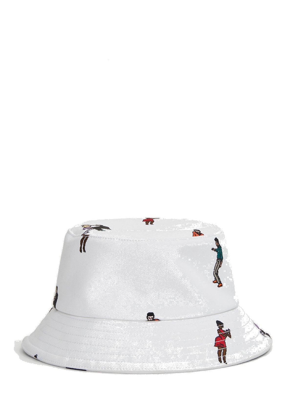 Embroidered Dancers Bucket Hat in White Kirin