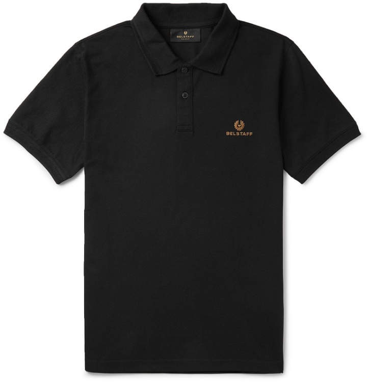 Photo: Belstaff - Slim-Fit Logo-Embroidered Cotton-Piqué Polo Shirt - Black
