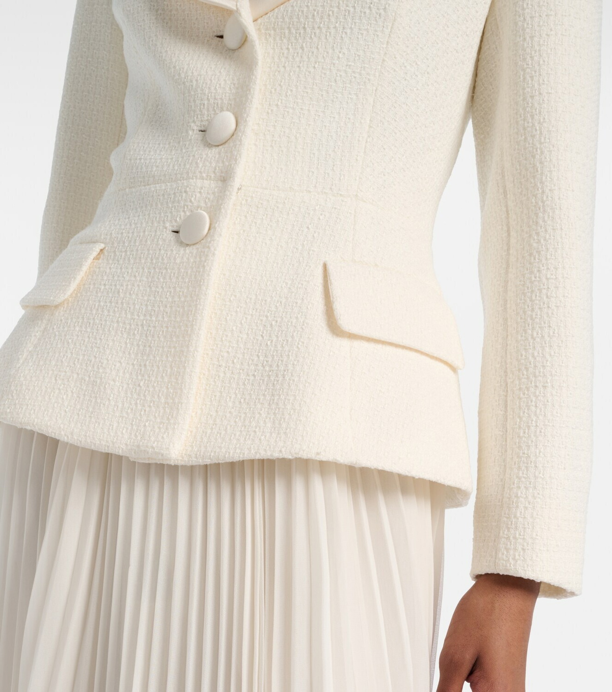 Self-Portrait Bouclé and chiffon midi dress