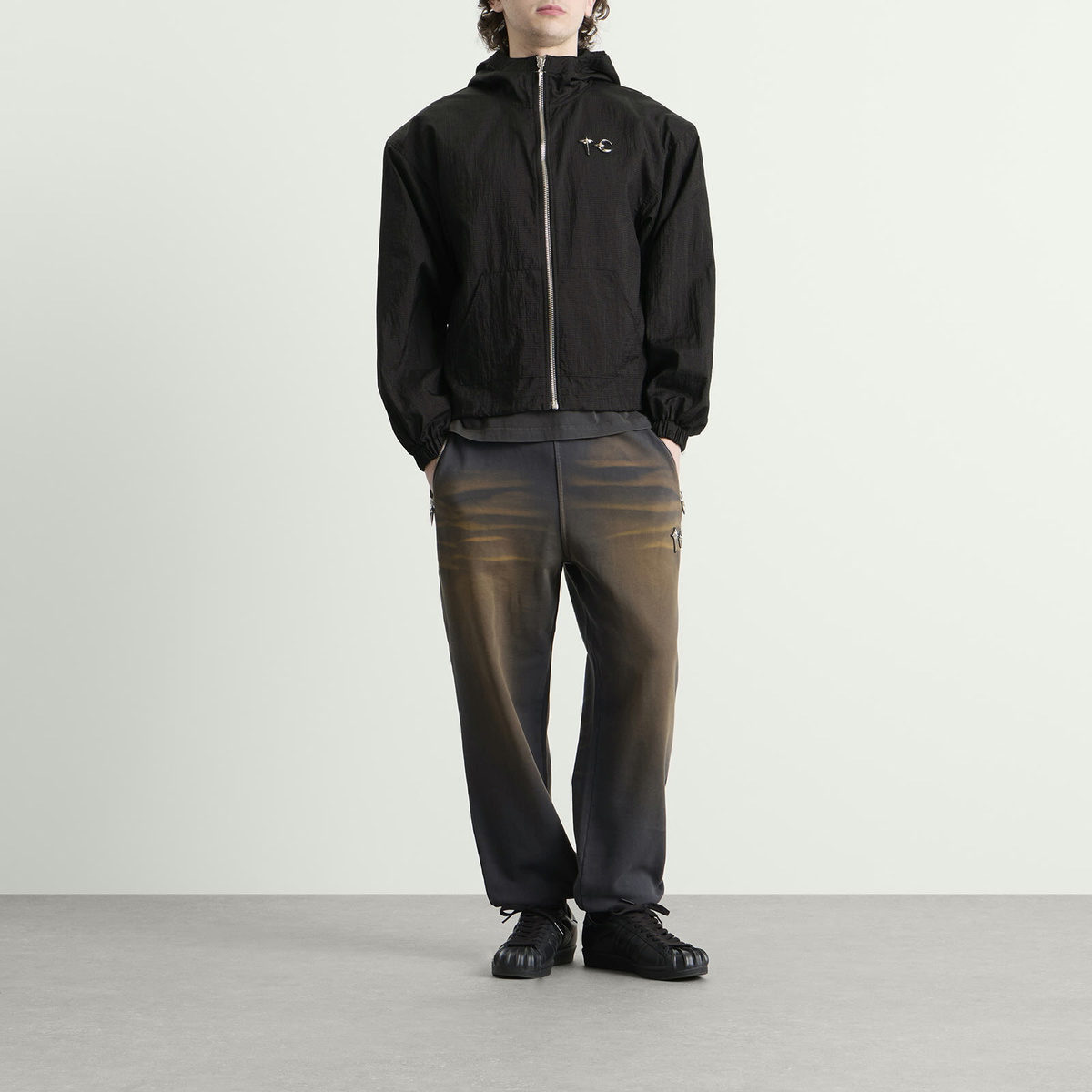 Thug Club Men's Nylon Hooded Jacket in Black