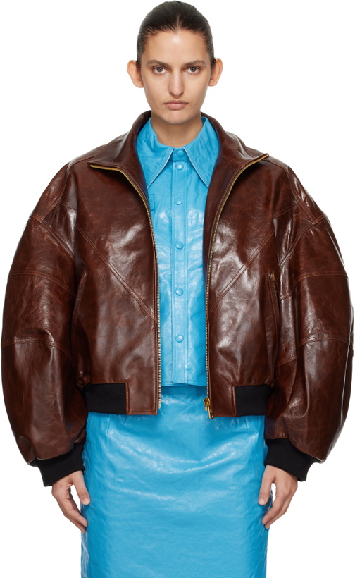 Photo: WILLY CHAVARRIA Brown Leather Ruff Rider Jacket