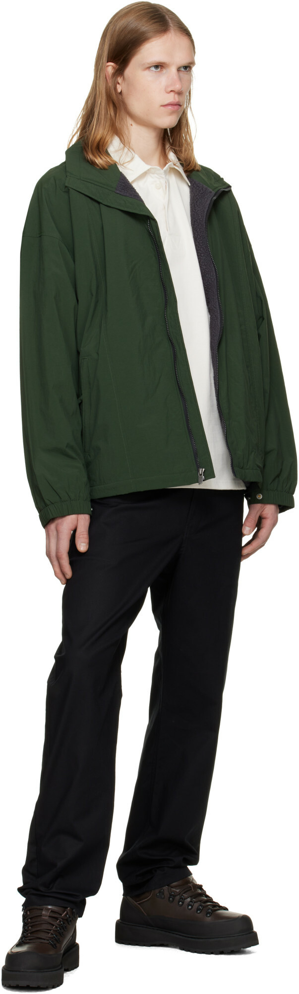 The North Face Green TNF Red Box Nylon Fleece-Lined Jacket