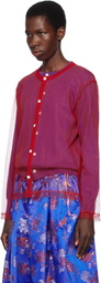 Comme des Garçons Purple & Red Worsted Wool x Nylon Tulle Cardigan