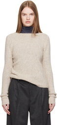 AURALEE Beige Cashmere Melange Knit Sweater