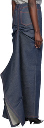 Meryll Rogge Navy Vented Denim Maxi Skirt