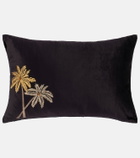 Les-Ottomans Palms embroidered velvet cushion