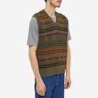 Drake's Men's Fair Isle Knit Vest in Olive