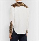 Human Made - Panelled Leopard-Print Satin and Twill Western Shirt - White