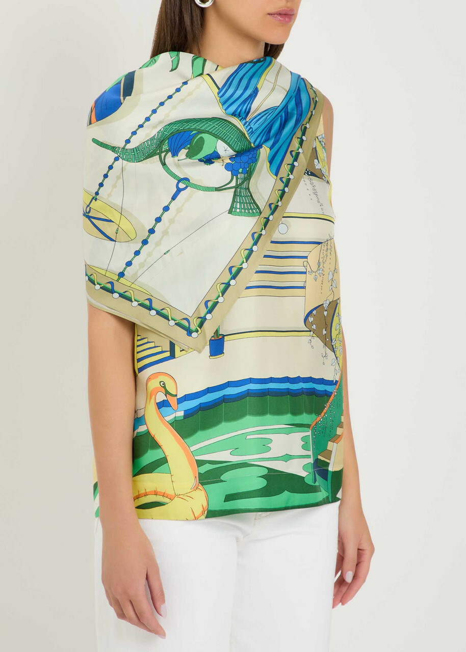 Tory Burch Printed Scarf-effect Silk top Multicoloured