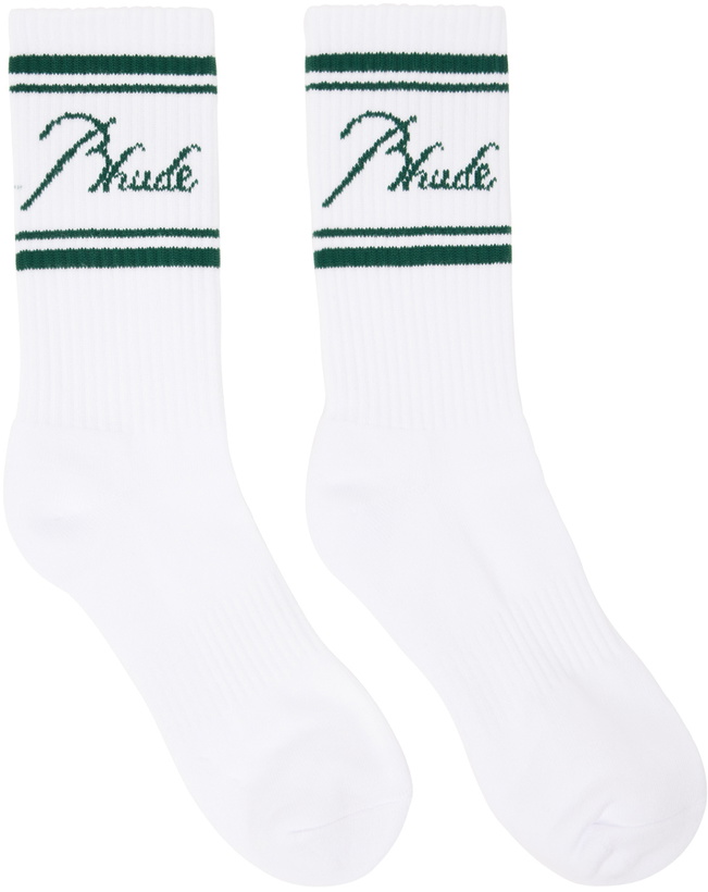 Photo: Rhude White Script Logo Socks