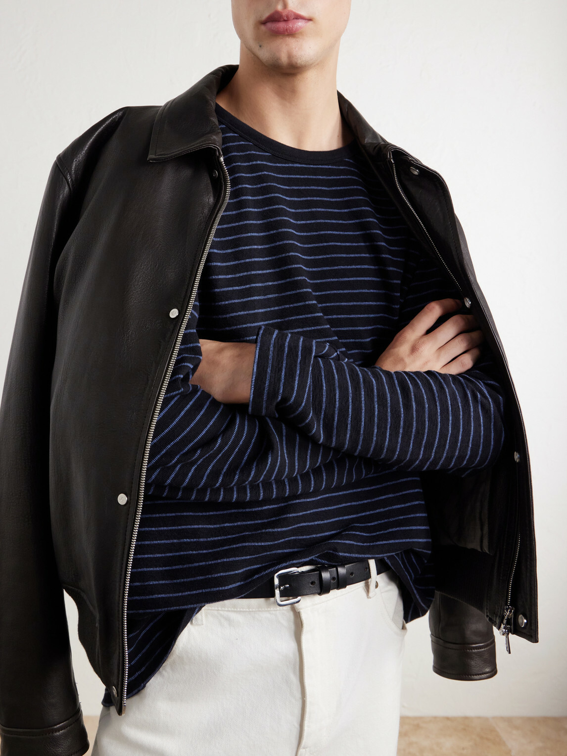 Folk - Striped Cotton T-Shirt - Black
