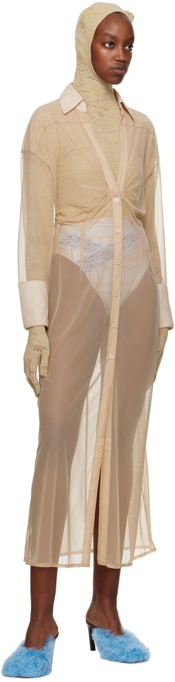 VAILLANT SSENSE Exclusive Tan Sheer Midi Dress