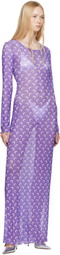 Marine Serre Purple Moon Printed Mesh Panelled Maxi Dress