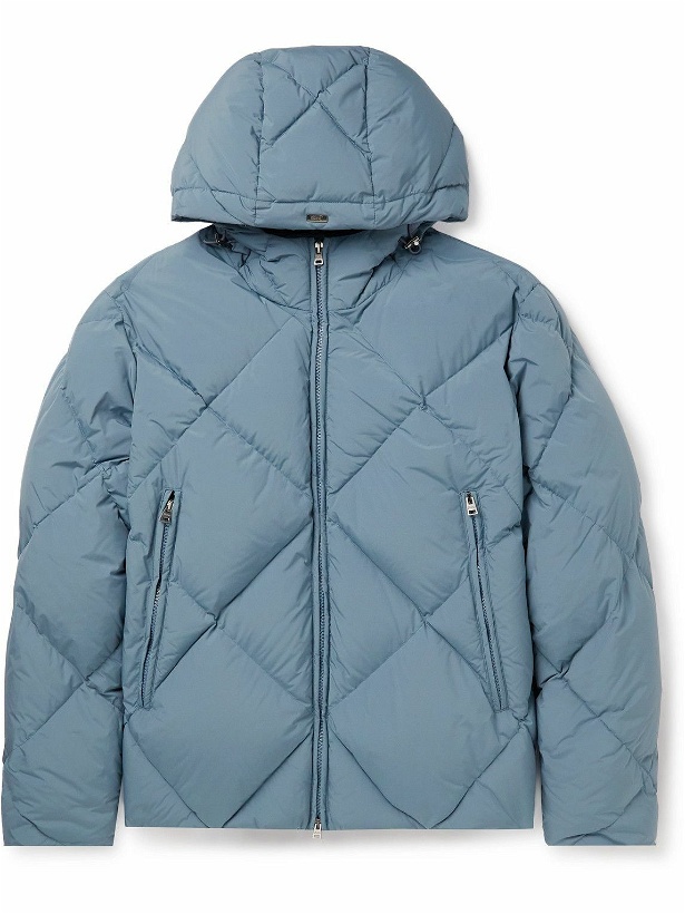 Photo: Herno - Quilted Shell Hooded Down Jacket - Blue