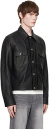 COOR Black Goatskin Pocket Trucker Jacket