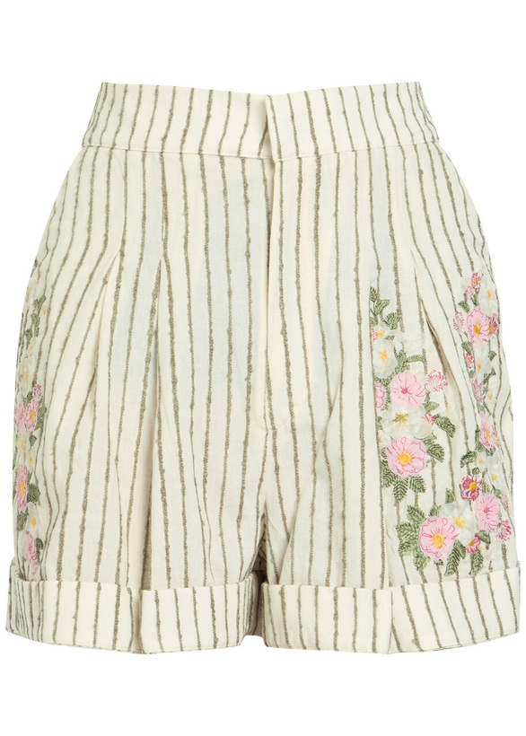 Photo: Agua BY Agua Bendita Rommy Embroidered Cotton-blend Shorts Multicoloured