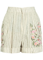 Agua BY Agua Bendita Rommy Embroidered Cotton-blend Shorts Multicoloured