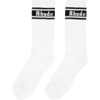 Rhude White and Black Stripe Logo Socks