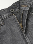 KAPITAL - Wide-Leg Appliquéd Distressed Denim Shorts - Gray