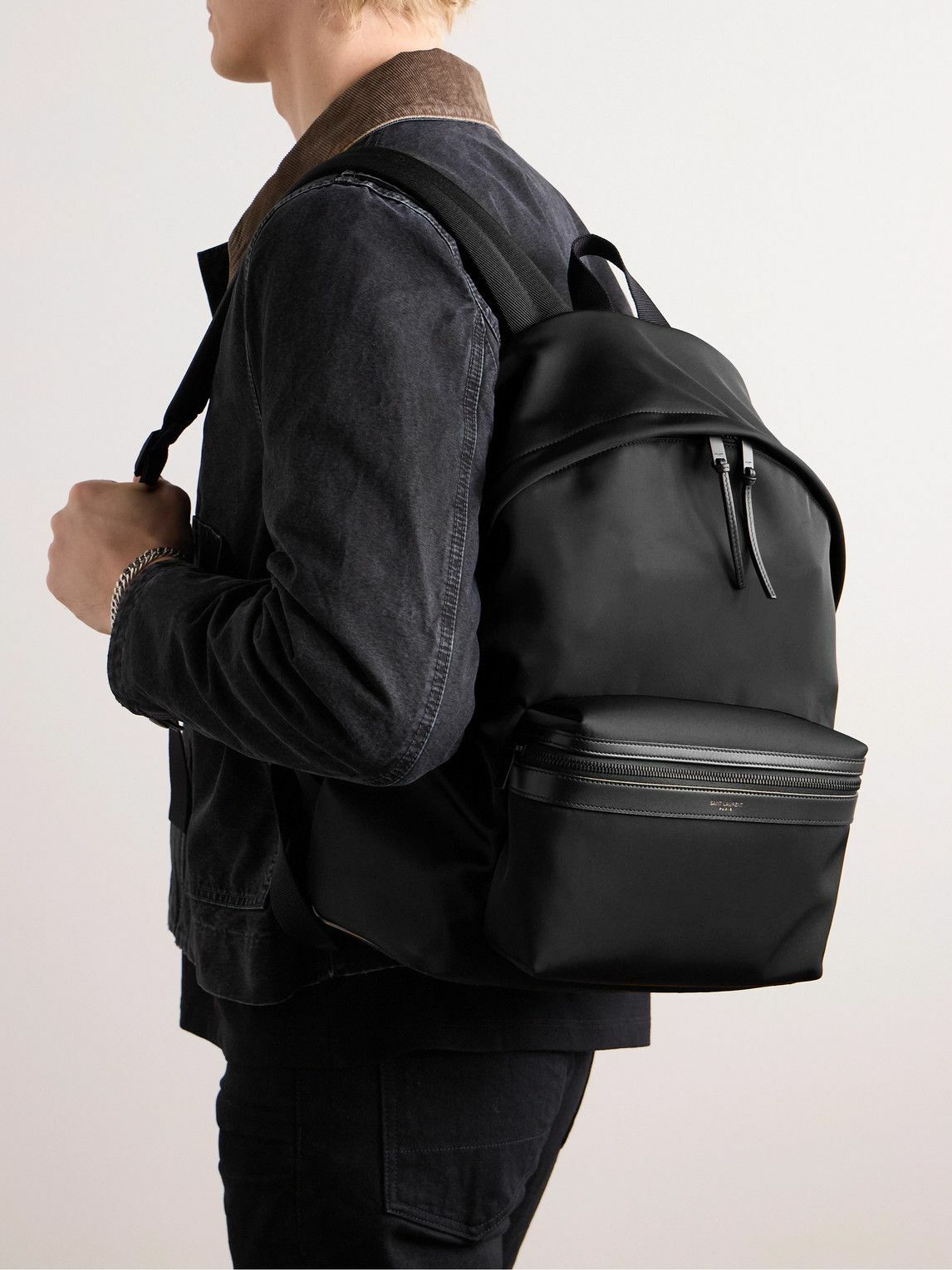 SAINT LAURENT - Leather-Trimmed Shell Backpack